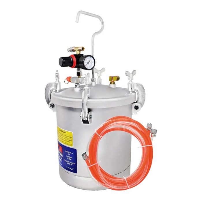 TANQUE PINTURA PNEUMATICA S/ AGITA. 10L - C/ MANGUEIRAS PDR