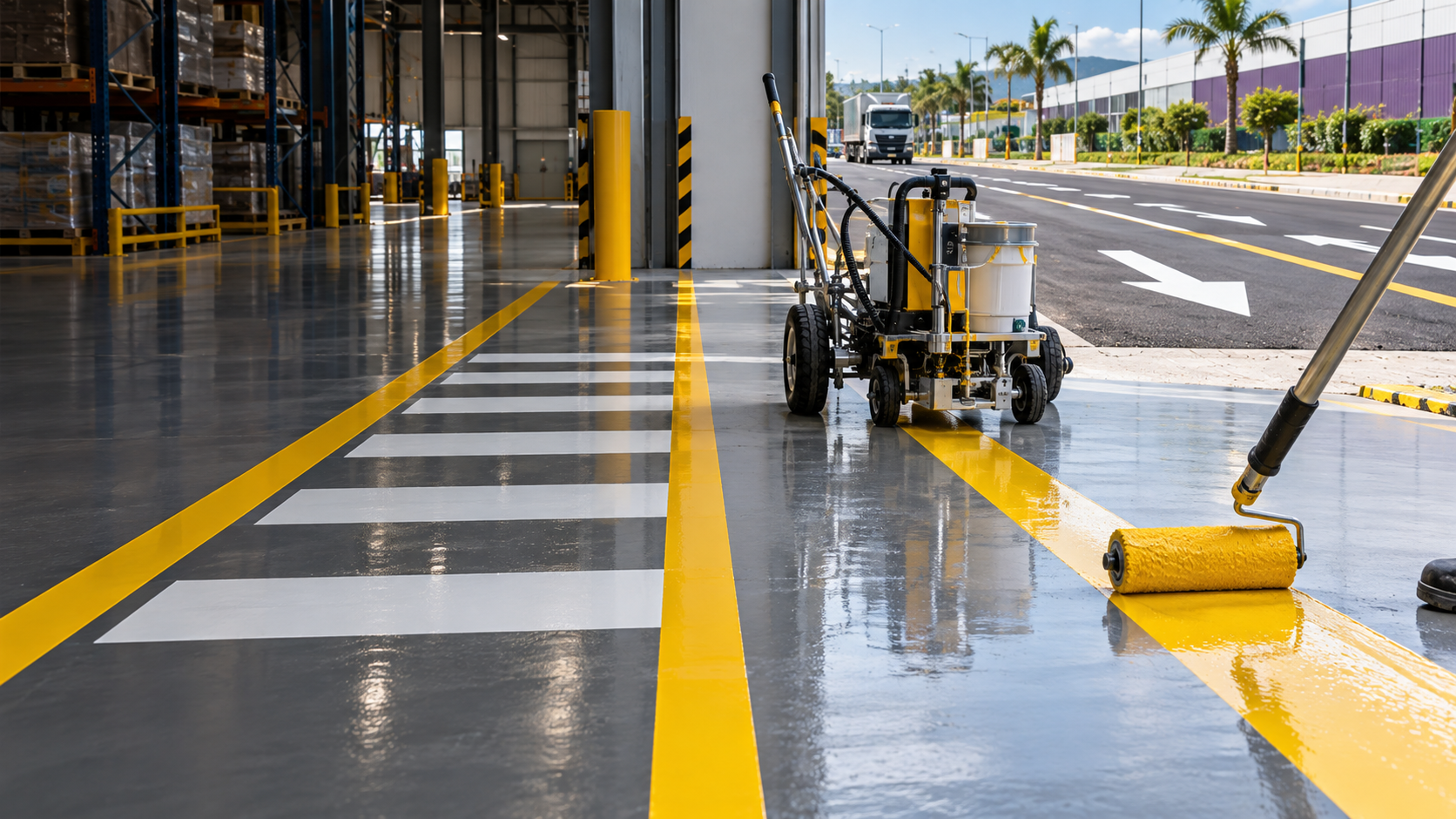 Sinalização de pista e pintura de piso industrial